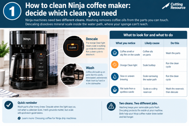 How to clean Ninja coffee maker: decide which clean you need